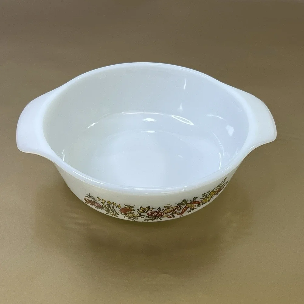 Vintage Anchor Hocking Fire King Harvest Vegetable 1 Qt Round Casserole NOS